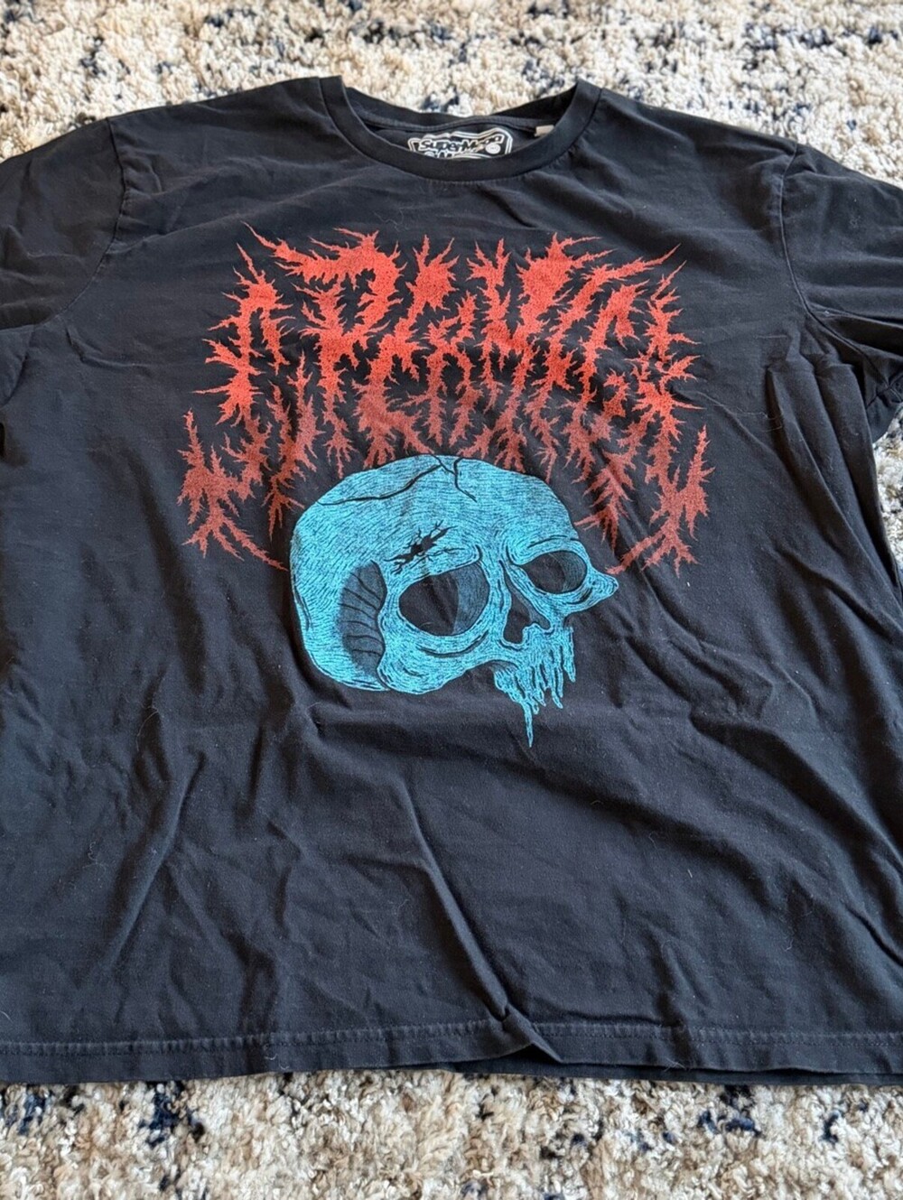 SuperMegaMart Skull Graphic Tee Black Death Metal Logo Shirt XL